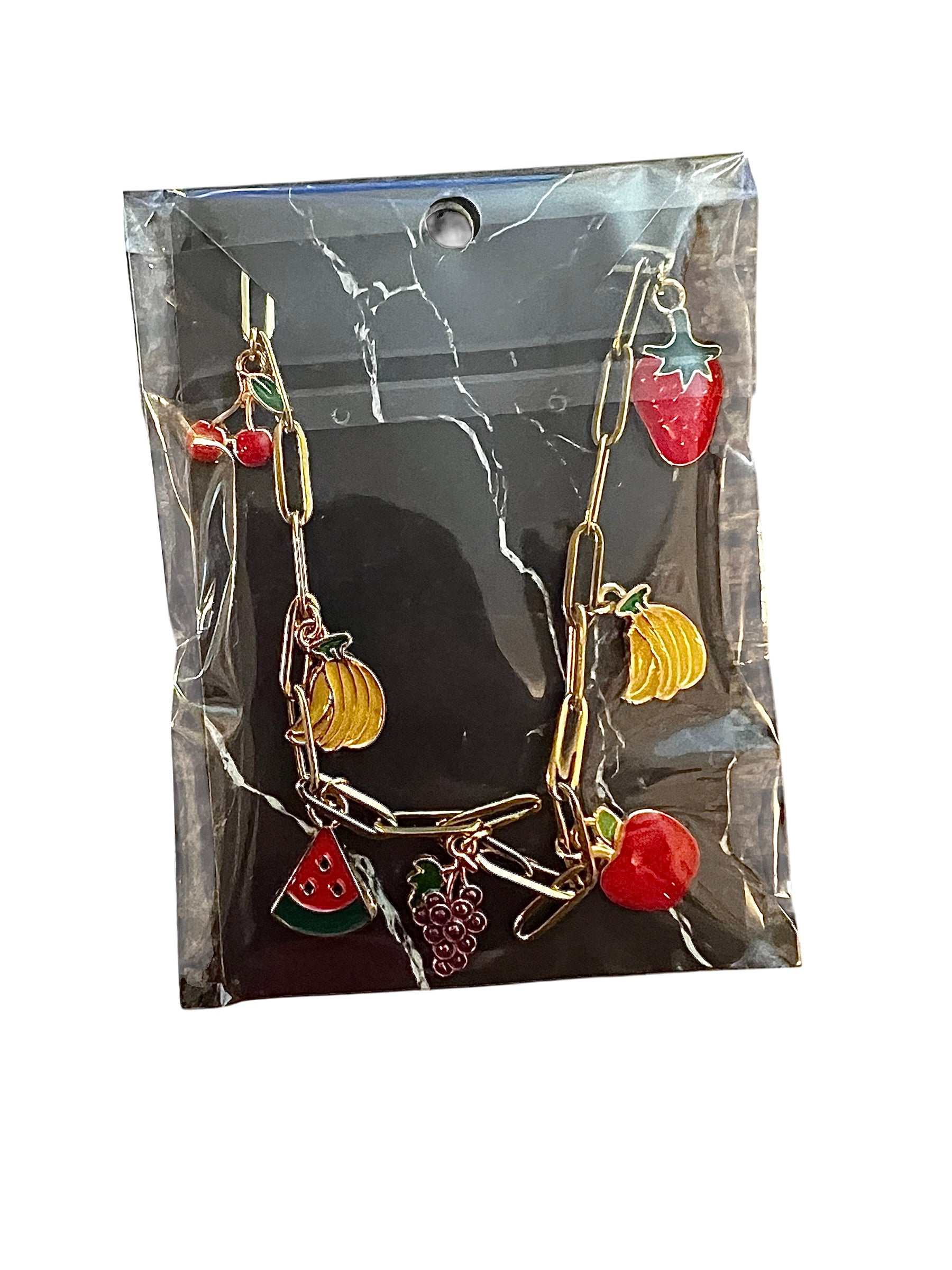 Fruit themed gold necklace✨🍓